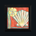 Rustic Orange Seashells Gift Box<br><div class="desc">Lay out on the warm sand and find the hidden treasures! This painting by Nancy Slocum captures the beautiful water life found ashore. It captures the a beautiful orange seashell,  an orange starfish,  and a vibrant blue sand dollar. Get your beautiful ocean art today on your next Zazzle product.</div>