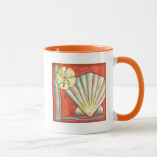 Rustic Orange Seashells Mug