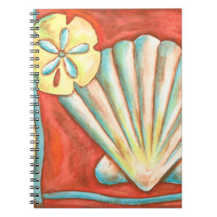 Rustic Orange Seashells Notebook