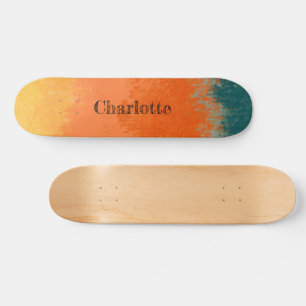 Rustic orange skateboard
