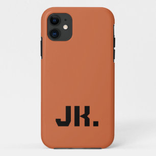 Rustic Orange Solid Colour   Minimal Initial  iPhone 11 Case