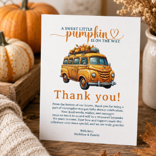 Rustic Orange Truck Little Pumpkin Baby Shower Enclosure Card