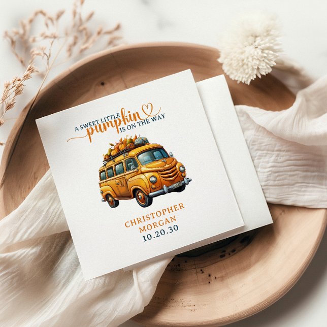 Rustic Orange Truck Little Pumpkin Baby Shower Napkin (Creator Uploaded)