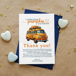  Rustic Orange Truck Little Pumpkin Baby Shower Thank You Card