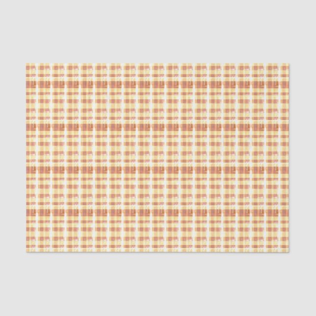 Rustic Orange Waffle Plaid Modern Farmhouse Tissue Paper (Front)