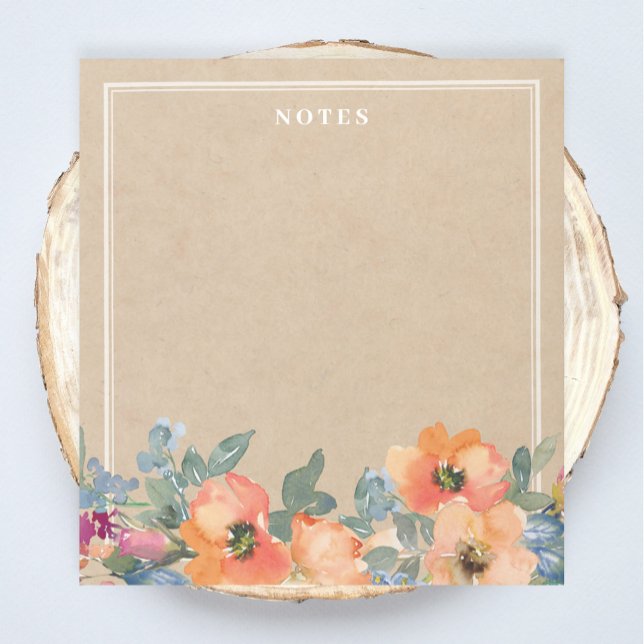 Rustic Orange Watercolor Flowers Notepad (Creator Uploaded)