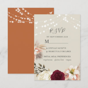 Rustic Orange Wedding RSVP Card