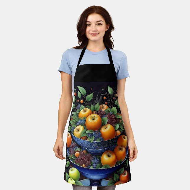Rustic Orchard Fruit Bowl Still Life Apron (Worn)