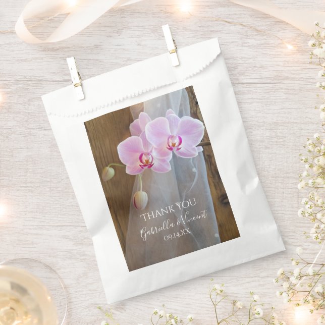 Rustic Orchid Elegance Country Wedding Thank You Favour Bag (Clipped)