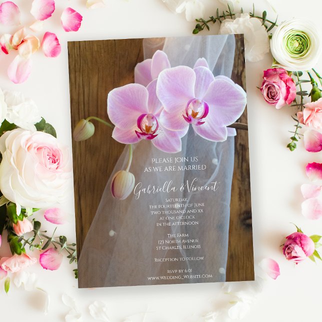 Rustic Orchid Elegance Ranch Wedding Invitation (Creator Uploaded)