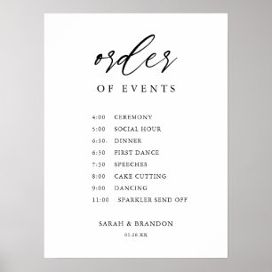 Rustic Order of Events Wedding Day Timeline  Foam  Poster