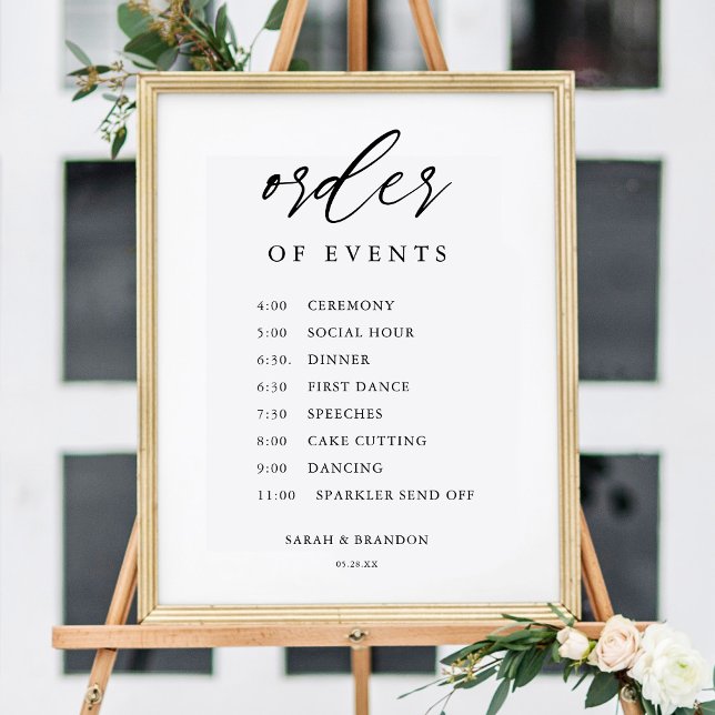 Rustic Order of Events Wedding Day Timeline Poster (Creator Uploaded)