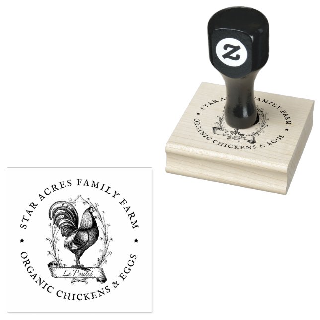 Rustic Organic Chicken Eggs Farm Wood Art Stamp (Stamped)