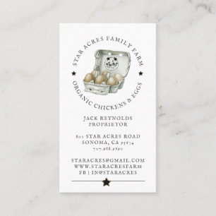 Rustic Organic Chicken Fresh Organic Eggs Business Card