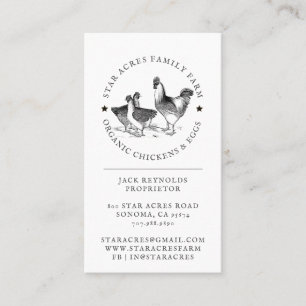 Rustic Organic Chicken Fresh Organic Eggs Business Card