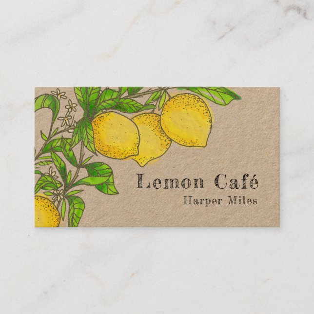 Rustic organic lemons kraft business card (Front)