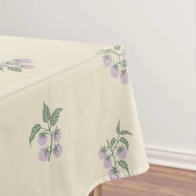 Rustic Organic Tomato Branch Botanical Magenta Tablecloth (In Situ)