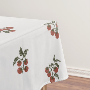 Rustic Organic Tomato Branch Botanical Terracotta Tablecloth