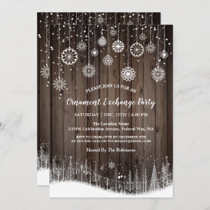 Rustic Ornament Exchange Christmas Invitation