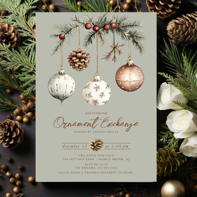 Rustic Ornament Exchange Invitation (Creator Uploaded)