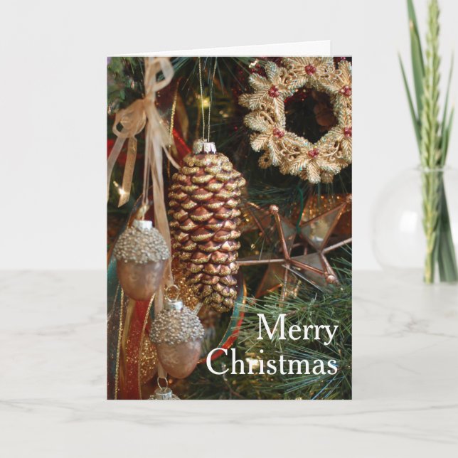 Rustic Ornaments Christmas Holiday Tree Card (Front)