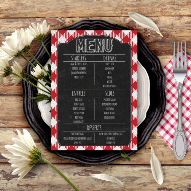 Rustic Outdoor BBQ Grilling Party Chalkboard Sign Menu (Creator Uploaded)