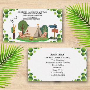 Rustic Outdoor Campground RV Park Business Design Card