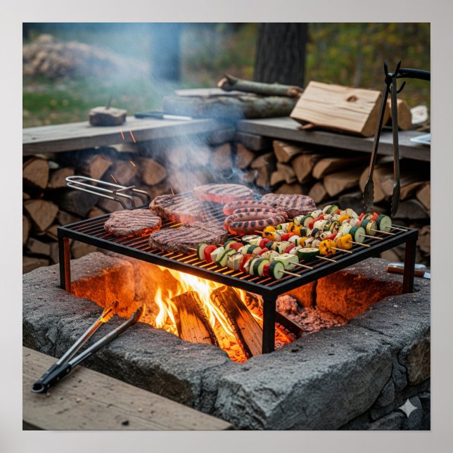 Rustic Outdoor Cooking Poster (Front)