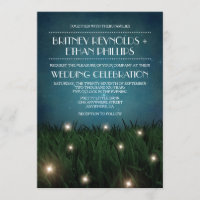 Rustic Outdoor Garden Firefly Wedding Invitations