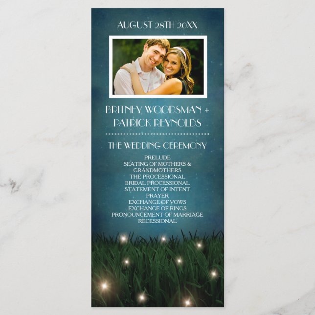 Rustic Outdoor Garden Firefly Wedding Programs (Front)
