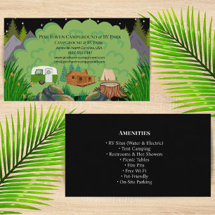 Rustic Outdoor RV Park Campground Design Business Card