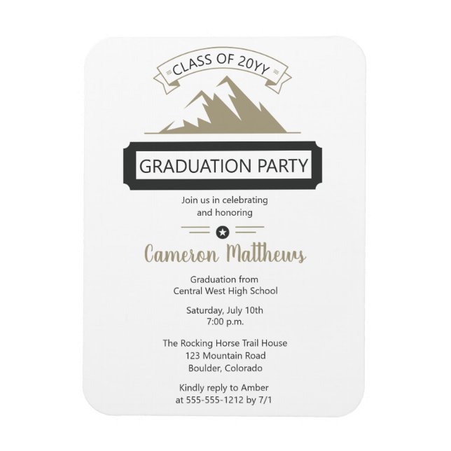 Rustic Outdoors Mountain Theme Graduation Party Magnet (Vertical)