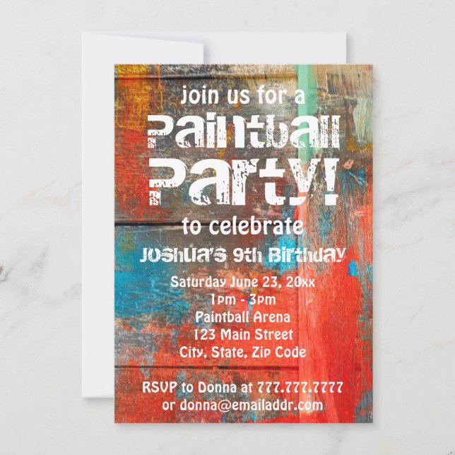 Rustic Outdoors Paintball Party Invitation (Front)