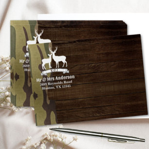 Rustic Outdoors Western Country Deer Wedding  Envelope
