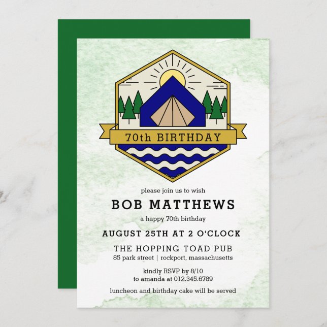Rustic Outdoorsman 70th Birthday Party Invitation (Front/Back)