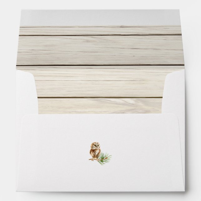 Rustic Owl and Wood Christmas Envelope (Back (Bottom))