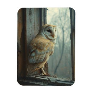 Rustic Owl In The Window Art Flexible Magnet