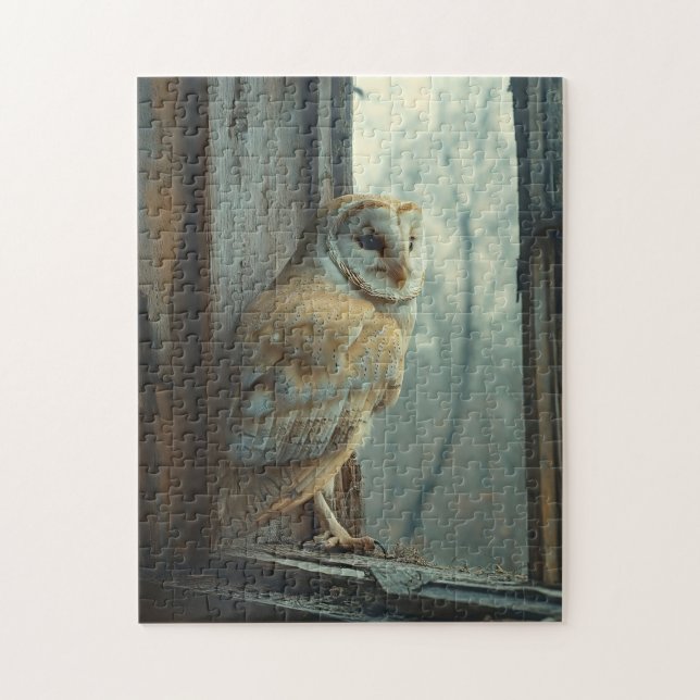 Rustic Owl In The Window Art Jigsaw Puzzle (Vertical)