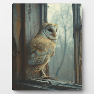Rustic Owl In The Window Art Plaque