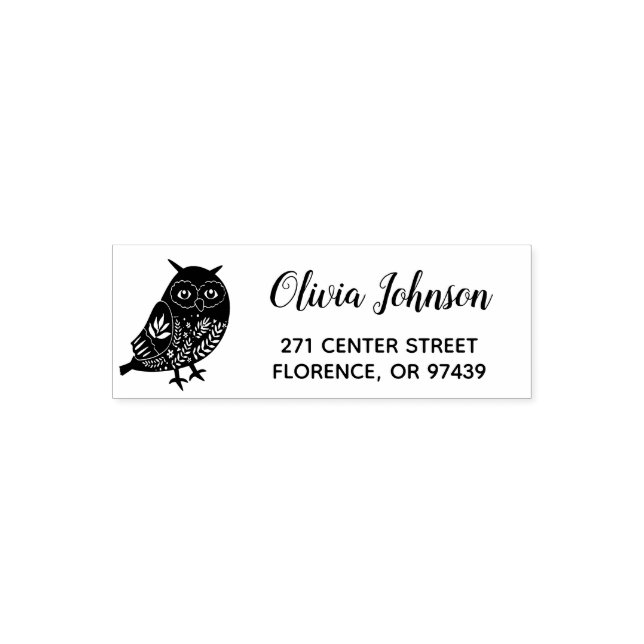 Rustic Owl Personalised Return Address Self-inking Stamp (Design)