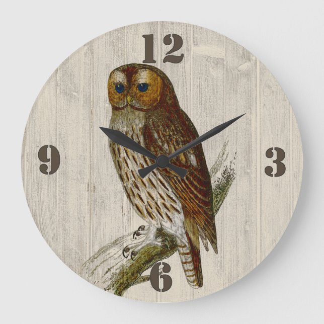 Rustic Owl Wall Clock (Front)