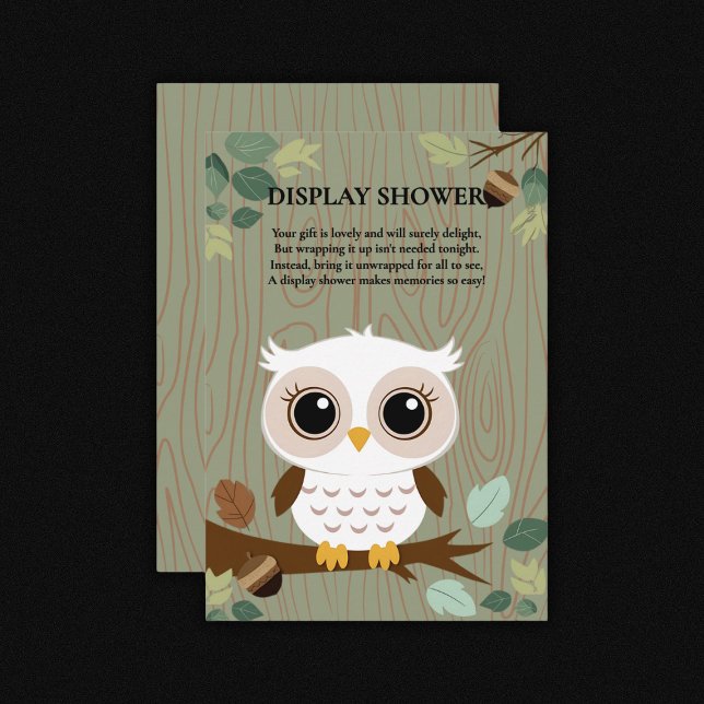Rustic Owl Woodland Forest Baby Shower Enclosure Card (Creator Uploaded)