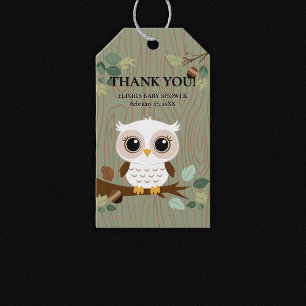Rustic Owl Woodland Forest Baby Shower Gift Tags