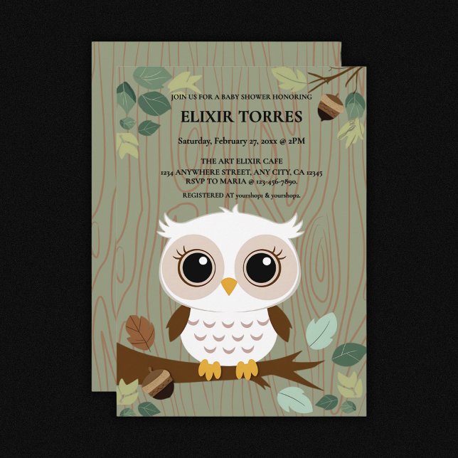 Rustic Owl Woodland Forest Baby Shower Invitation (Creator Uploaded)