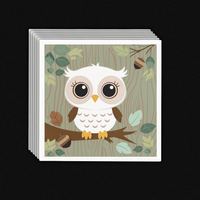 Rustic Owl Woodland Forest Baby Shower Napkin (Creator Uploaded)