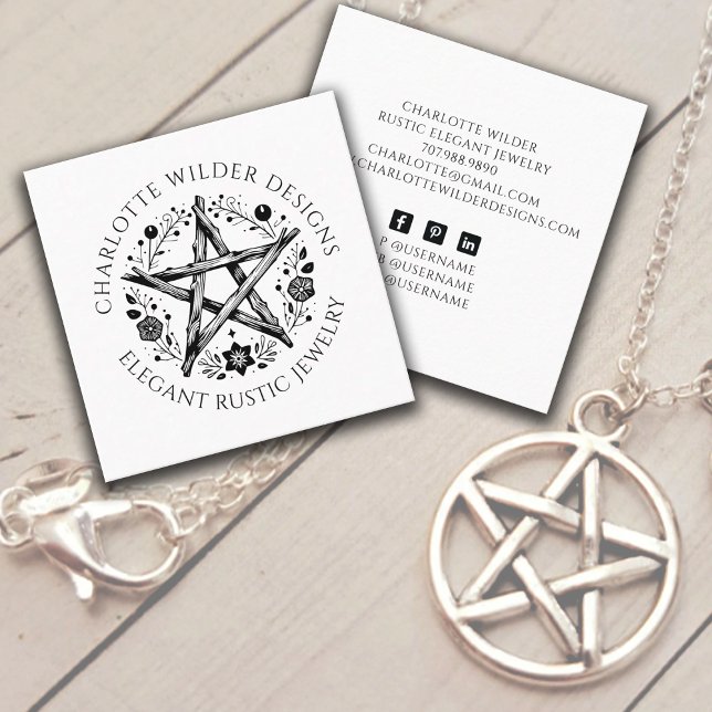 Rustic Pagan Jewellery Designer Social Media Square Business Card (Creator Uploaded)