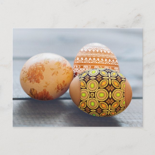 Rustic Painted Easter eggs Holiday Postcard (Front)