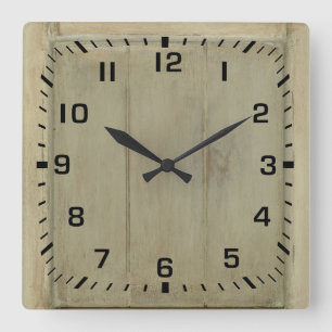 Rustic Painted Wood Square Wall Clock