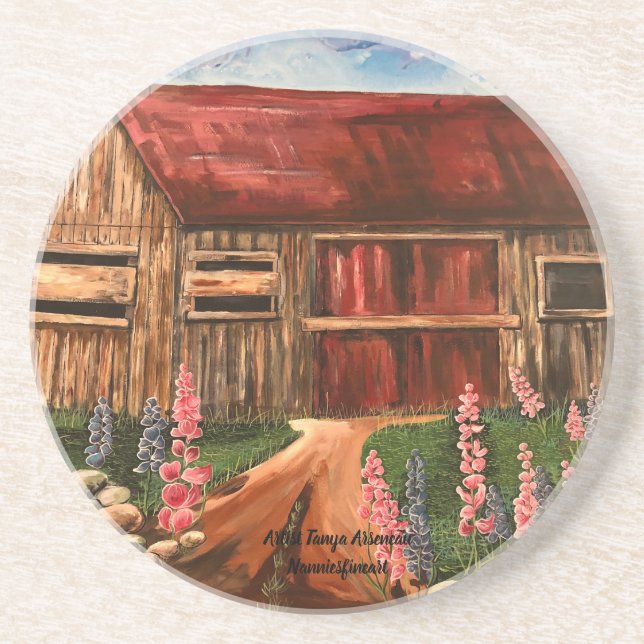 Rustic Painting REDS  Coaster (Front)