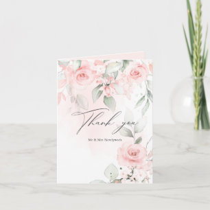 Rustic Pale Blush Pink Roses  Thank You Card